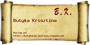 Butyka Krisztina névjegykártya
